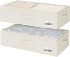 StorageWorks 5 Inch Low Profile Under Bed Storage Containers with Clear Lid | Reinforced Structure, Resists Sagging, Handles & Label Holder, Foldable Stackable Closet Storage for Clothes, Blankets, Toys by StorageWorks