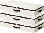 AMJ 3 Pack 4inch Underbed Storage Bins, Under Bed Storage Containers with Zippers for Blanket, Pillows, Comforters & Quilts, Beige by OrderlyhomeBoundlesslove
