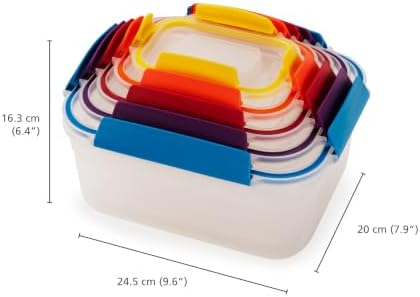 Joseph Joseph Nest Lock Plastic BPA Free Food Storage Container Set with Lockable Airtight Leakproof Lids, 10-Piece, Multi-Color - Image 4