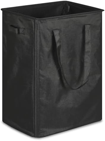 efluky Slim Laundry Basket, Narrow Laundry Hamper with Handles, Collapsible Dirty Clothes Hamper, Tall Laundry Bin for Laundry Room, Dorm and Bedroom, 90L Black by efluky