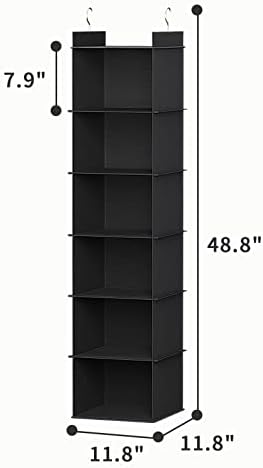YOUDENOVA Hanging Closet Organizer, Closet Organizers and Storage, Black | 6-Shelf Hanging Clothes Organizer with Waterproof Oxford Fabric, Ideal for Dorm Room Essentials, Clothes & Shoes - Image 3
