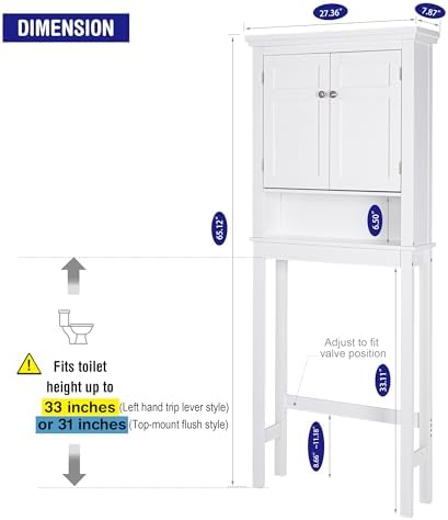Spirich Over The Toilet Storage Cabinet, White Bathroom Organizer - Image 4