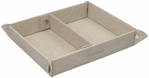 UnionBasic Medium Valet Tray, Jewelry Tray for Rings Watches Earrings, Entryway Catchall Caddy for Coins Keys Change, Nightstand Bedside Valet Holder, Trays for Electronic Gadgets, Beige Plus - Image 7