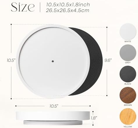 EOSAHR Non-Skid Lazy Susan Turntable, Wooden Rotating Tray for Table, White - Image 6