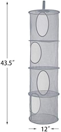 2Pcs Hanging Stuffed Animal Storage Hammock Net 4 Tiers, Grey - Image 3
