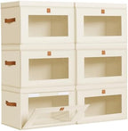 DIMJ Storage Bins with Lids - 6 Pack Large Fabric Closet Organizer with Window & Handles, Collapsible Decorative Storage Boxes for Shelves Under Bed, Books Clothes Blankets Sweaters Organization by DiMJ