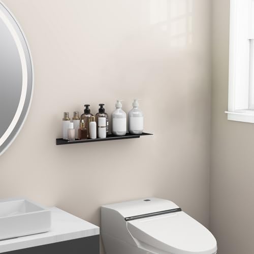 Danpoo 20 inch Floating Shelf for Wall Organizer & Storage, Mini Display Shelf, Metal Wall Shelf for Bathroom, Living Room, Kitchen, Bedroom(Matte Black) - Image 5