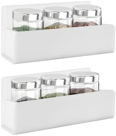 6 Inch Acrylic Spice Rack Wall Mount, White, 2 Pack by Douildhaiy
