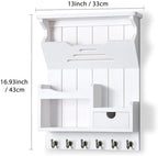 DOPACE Handcrafted Pine Wood Mail Organizer & Key Holder, White - Image 3