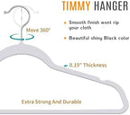 TIMMY 50 Pack Plastic Clothes Hangers, 17.7 in, Gray, Non-Slip, Heavy Duty | ABS plastic construction, Non-slip grip, 360° swivel hooks, 0.2 in slim profile, 10 lb capacity Grey Coat hangers - Image 4