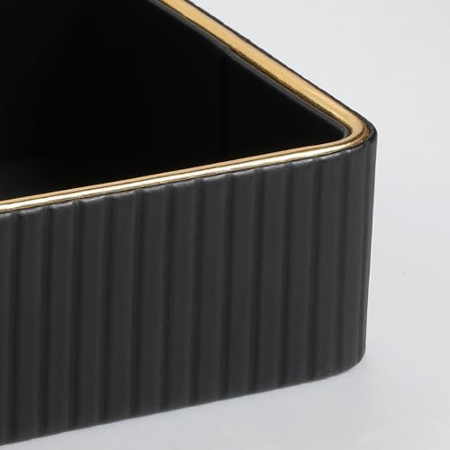 Desk Organizer Tray, PU Leather Nightstand Organizer, Black, Small - Image 5