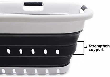 SAMMART 41L (10.8 gallon) Set of 2 Collapsible 3 Handled Plastic Laundry Basket-Foldable Pop Up Storage Container/Organizer-Space Saving Hamper/Basket (2, Black) - Image 4
