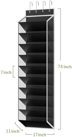 KEEPJOY 10 Tiers Mesh Over Door Shoe Organizer Storage, Hanging Shoe Holder for Door with Large Deep Pockets, Fit 20-30 Pairs Shoe Rack for Sneakers, Boots(Black) - Image 3