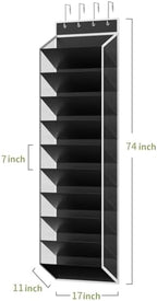 KEEPJOY 10 Tiers Mesh Over Door Shoe Organizer Storage, Hanging Shoe Holder for Door with Large Deep Pockets, Fit 20-30 Pairs Shoe Rack for Sneakers, Boots(Black) - Image 3