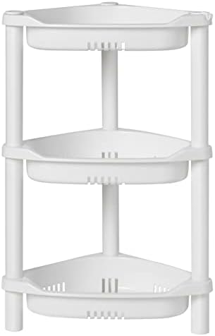 ELYKEN Corner Shower Caddy Standing, 3 Tier Plastic Shower Organizer, White by ELYKEN
