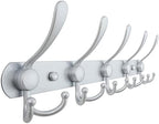 Dseap Coat Rack Wall Mounted - 5 Tri Hooks, Heavy Duty, Stainless Steel, Metal Coat Hook Rail for Coat Hat Towel Purse Robes Mudroom Bathroom Entryway, Silver by Dseap