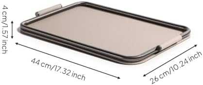 Metal Decorative Tray with Metal Frame Rectangular Catchall Tray with Handles Minimalist Tabletop Organizer for Living Room, Off-White, Small 44 26 4 CM - Image 5