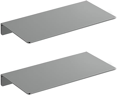 Danpoo 8 inch Gray Small Floating Shelves for Wall Organizer & Storage, Mini Display Shelves, Metal Wall Shelves for Bathroom, Living Room, Kitchen, Bedroom(2-Pack) by Danpoo-ForYourHome