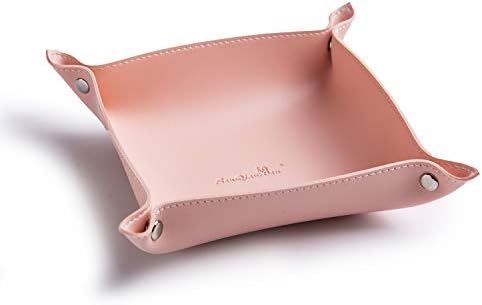 Leather Jewelry Valet Tray for Women and Man (Pink-B) by SANQIANWAN