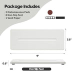 2 Pack Diatomite Stone Sink Tray, Water Absorbing Mat for Kitchen & Bathroom Counter, Quick Dry Soap Dish Makeup Vanity Caddy,Sponge Holder Organizer, White - 2pcs of 9"x 3.5" - Image 3