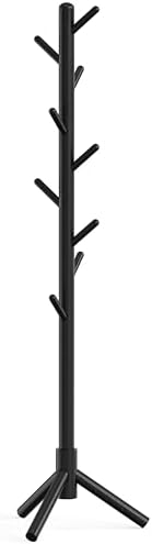 Simple Houseware Wooden Coat Rack Stand, Hall Tree with 9 Hooks, Black - Image 6