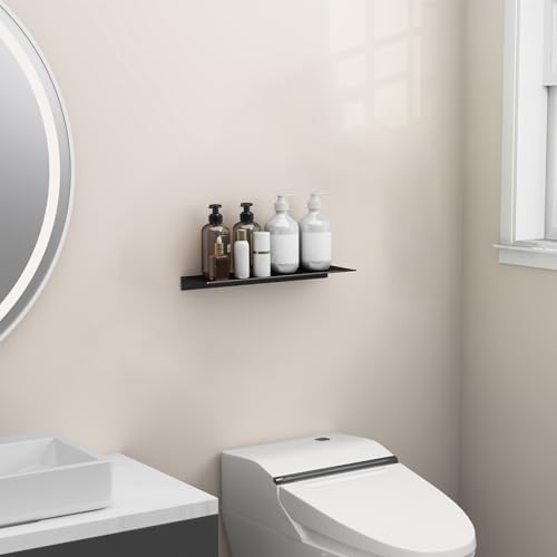 Danpoo 16 inch Floating Shelf for Wall Organizer & Storage, Mini Display Shelf, Metal Wall Shelf for Bathroom, Living Room, Kitchen, Bedroom(Matte Black) - Image 5