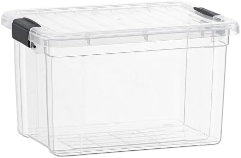 Superio Clear Storage Boxes with Lids, 49 Quart Plastic Container Bins for Organizing, Stackable Crates, BPA Free, Non Toxic, Odor Free, Organizers for Home, Office and Dorm, 3 Pack by Superio