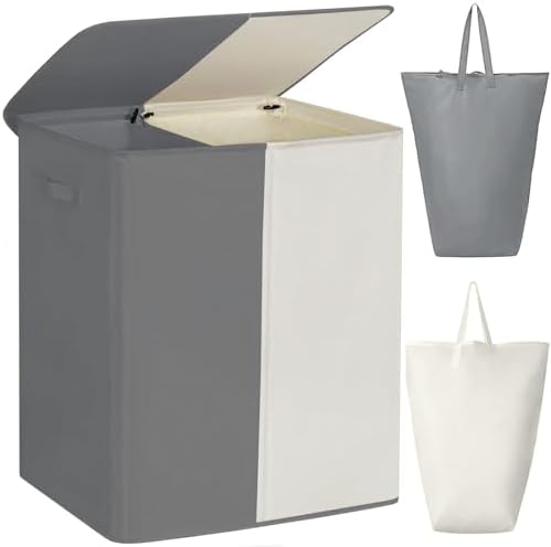 WOWLIVE Double Laundry Hamper with Lid, 154L Large Laundry Basket Organizer by WOWLIVE