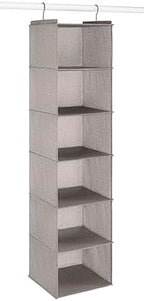 Whitmor Hanging Accessory Shelves - 6 Section Closet Organizer - Light Grey - Image 3