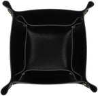 uxcell 2 Pcs Valet Tray for Women and Men, PU Leather Jewelry Tray Entryway Table Bedside Nightstand Catchall Storage Organizer for Jewelry Key Coin Watch Wallet(Square, Black) by uxcell