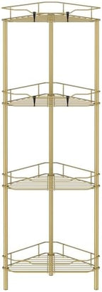 HuggieGems Metal Floor Standing Corner Shower Caddy, Gold, 4 Tier by HuggieGems