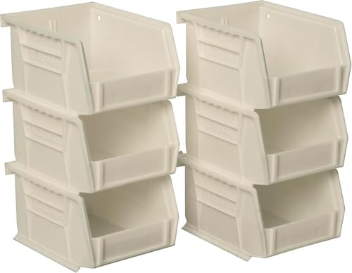 Akro-Mils 30210 AkroBins Plastic Storage Bins, 5"x4"x3", Stone, 6-Pack by Akro-Mils