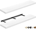 QEEIG Floating Shelves for Wall 35.4" Long - Wall Mounted Shelf Bathroom Kitchen Living Room Bedroom Farmhouse Home Decor Display Bookshelf Large 35.4 x 9.3 inch Set of 2, White (008-90W) by QEEIG