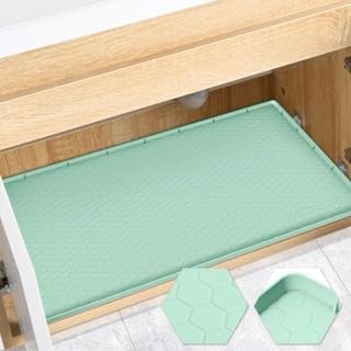 Silicone Under Sink Mat 28"x19", Waterproof Cabinet Liner, MintGreen by FORWOS