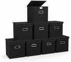 Closet Organizers Fabric Storage Bins With Lids Collapsible Cube Storage Organizer Basket With Handles,Storage Boxes for Clothes Storage,Office,Laundry,Shelves,8 Pack,（Black） by SEVENDOME