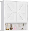 TEENFON Bathroom Wall Cabinet, Bathroom Cabinet with Barn Doors & Adjustable Shelf, Over The Toilet Storage Cabinet, Medicine Cabinet, White UNGGX001WV1 by TEENFON