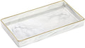 Luxspire Bathroom Vanity Tray Ceramic Jewelry Dish, S, Marble White by Luxspire
