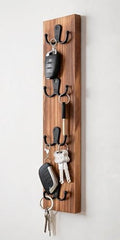 Yohsnor Key Holder Wall Mounted,Vertical Design Brown Key Rack with Hooks by Yohsnor