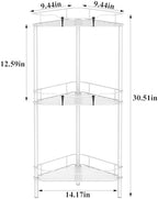 HuggieGems Metal Floor Standing Corner Shower Caddy, White, 3 Tier - Image 7