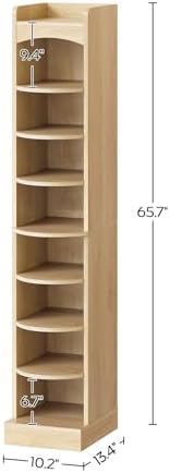 YATINEY 9-Tier Tall Shoe Rack, Wooden Shoe Storage Organizer, Narrow Shoe Cabinet with Removable Shelves for Small Spaces, Holds 9 Pairs of Shoes, for Entrance, Hallway, Natural SS02NL - Image 3