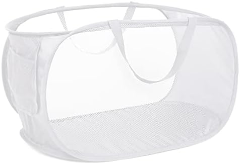 4 Pack Collapsible Laundry Baskets, Foldable Laundry Basket with Pocket, Durable Pop Up Hampers, Reinforced Handles Dirty Clothes Hamper for Laundry, Bedroom, Bathroom, Dorm, Travel or Camping White - Image 2