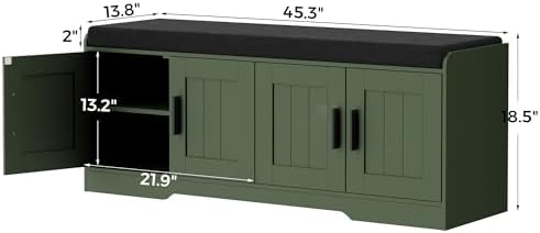 Homleke Shoe Storage Bench, 4 Doors & Thickened Padded Seat Cushion - Image 2