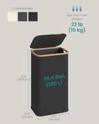 SONGMICS Laundry Hamper with Lid, 100L Laundry Basket, Bamboo Frame - Image 6