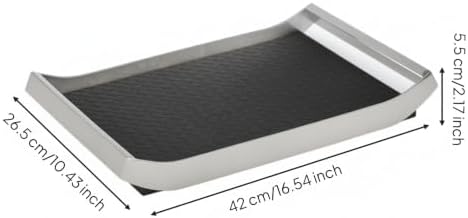 YIJU Synthetic Material Tray Rectangular Tray Catchall Tray Organizer with Raised Sides and Leather Textured Inset Suitable for Bedroom Vanity Coffee Table Office Desk, Black, Large - Image 5
