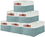 DECOMOMO Small Storage Basket, Closet Storage Bins, Baskets for Organizing Shelves (Teal & White, Small - 6 Pack) by DECOMOMO