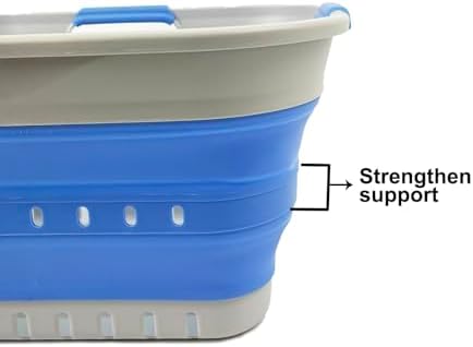SAMMART Collapsible Plastic Rectangular Laundry Basket - Foldable Pop Up Storage Container/Organizer - Portable Laundry Hamper - Space Saving (Grey/Little Boy Blue, 19L) - Image 5