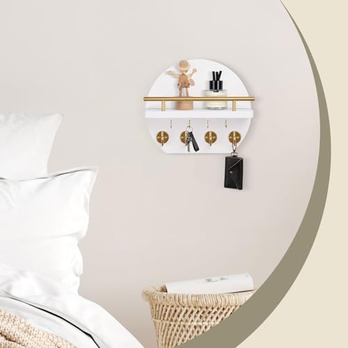 Nekon Key Holder for Wall, 9.8 Inch Round Wall Decor, White - Image 6