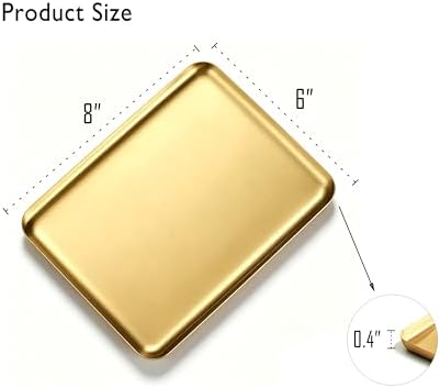 Small Gold Tray Stainless Steel, 8x6 Inch Rectangular - Image 6