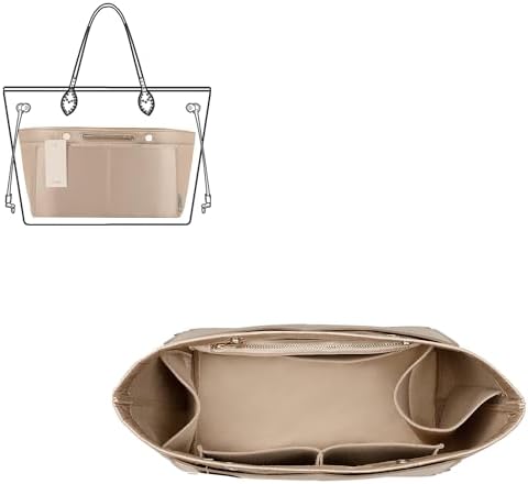 ZTUJO Purse Organizer Insert For Handbag & Tote Shaper,Tote Bag Organizer Insert For Speedy Neverful, 6 Sizes(Slender Large,Silky Beige) by ZTUJO