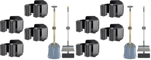 Upgraded Magnetic Broom and Mop Holder Wall Mount, Space-Saving Heavy Duty No Drill Over the Door Broom Gripper RV Camper Wall Organizer,Black,4 Pcs (Pack of 2) by MagitcSee